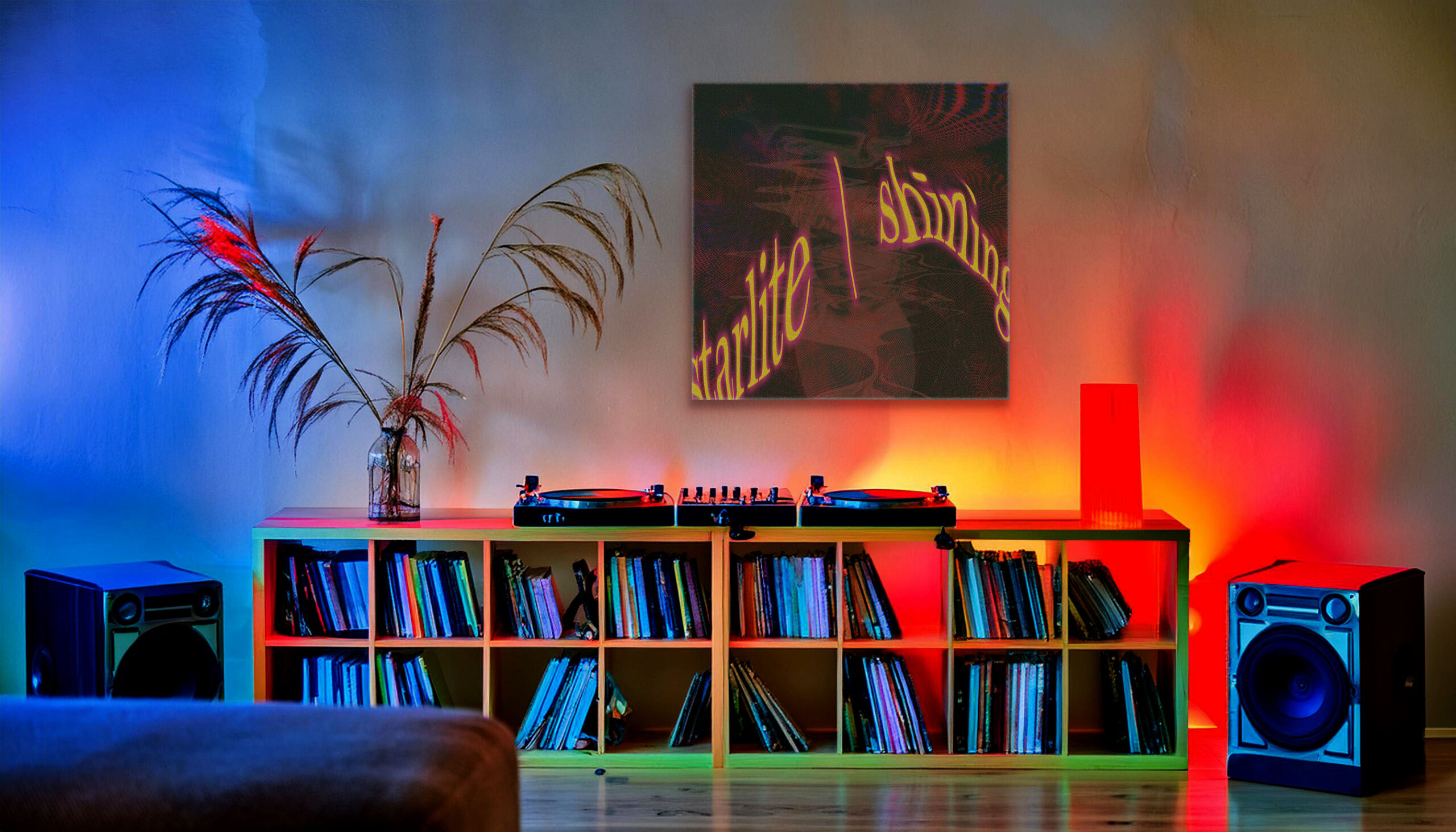 DJ Living Room Mockup Artwork on Wall